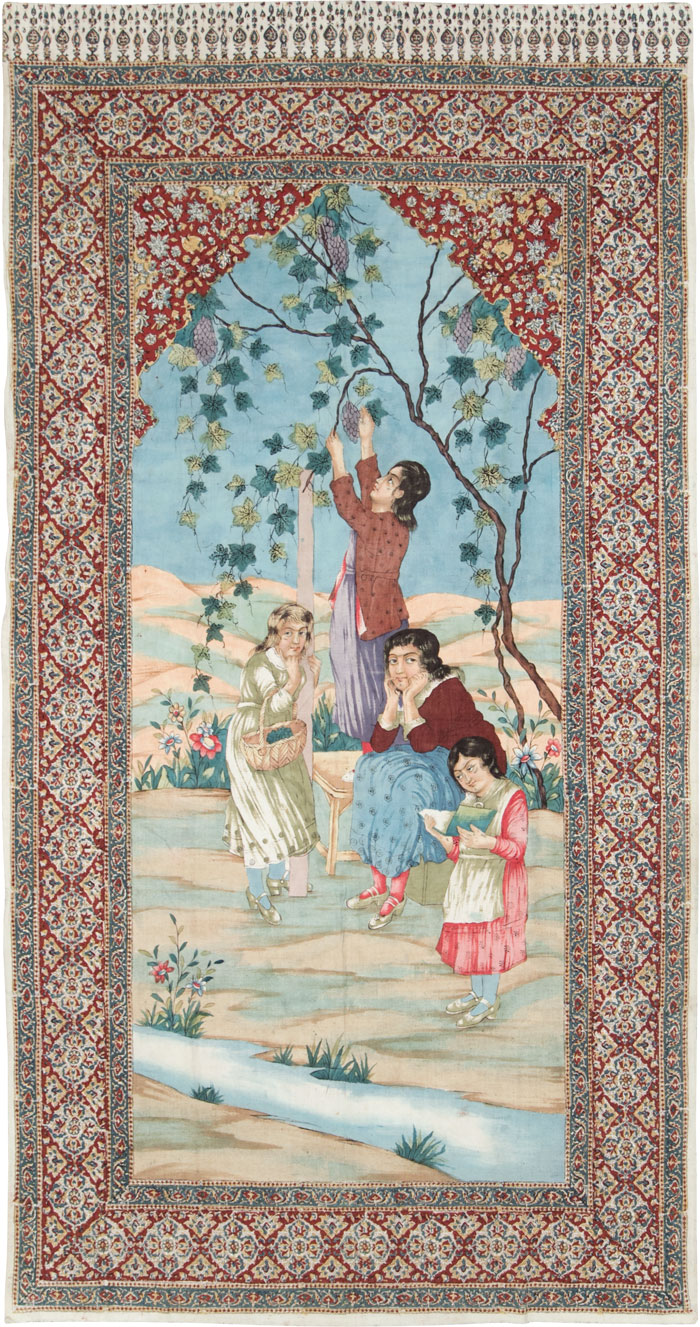 Vintage Persian Isfahan Ghalamkari Textile, No.28904 - Staging