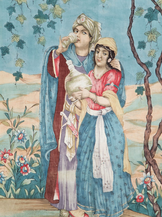 Vintage Persian Isfahan Ghalamkari Textile, No.28905 - Staging