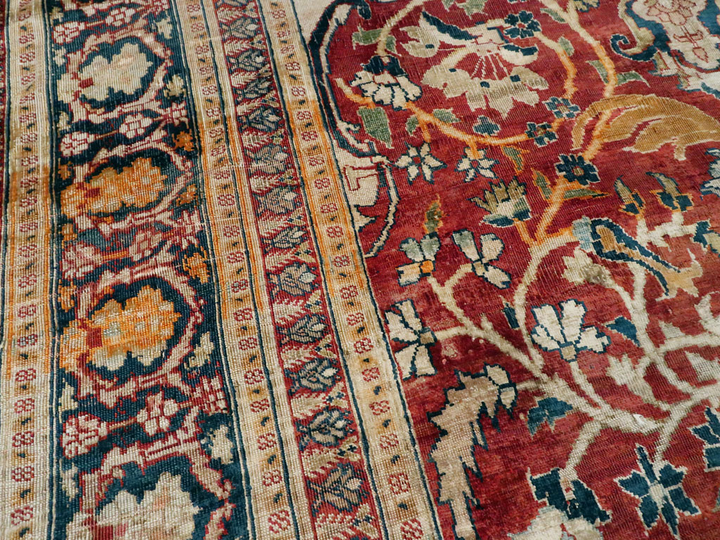 Antique Silk Persian Tabriz Rug, No.28906 - Staging