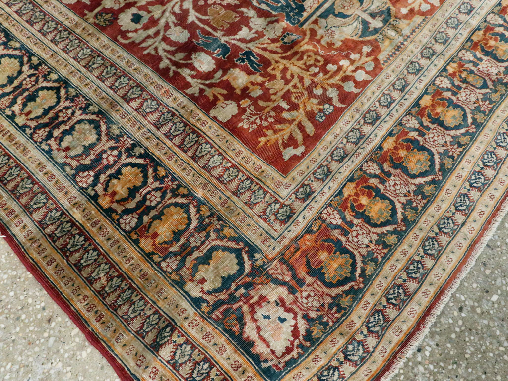 Antique Silk Persian Tabriz Rug, No.28906 - Staging