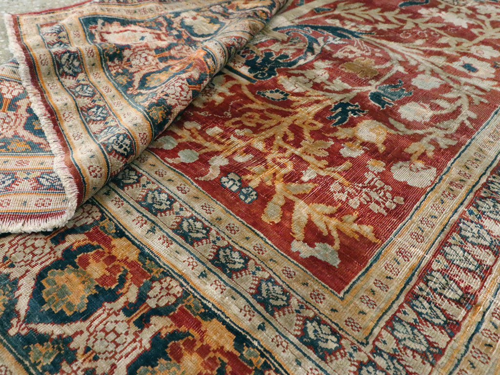 Antique Silk Persian Tabriz Rug, No.28906 - Staging