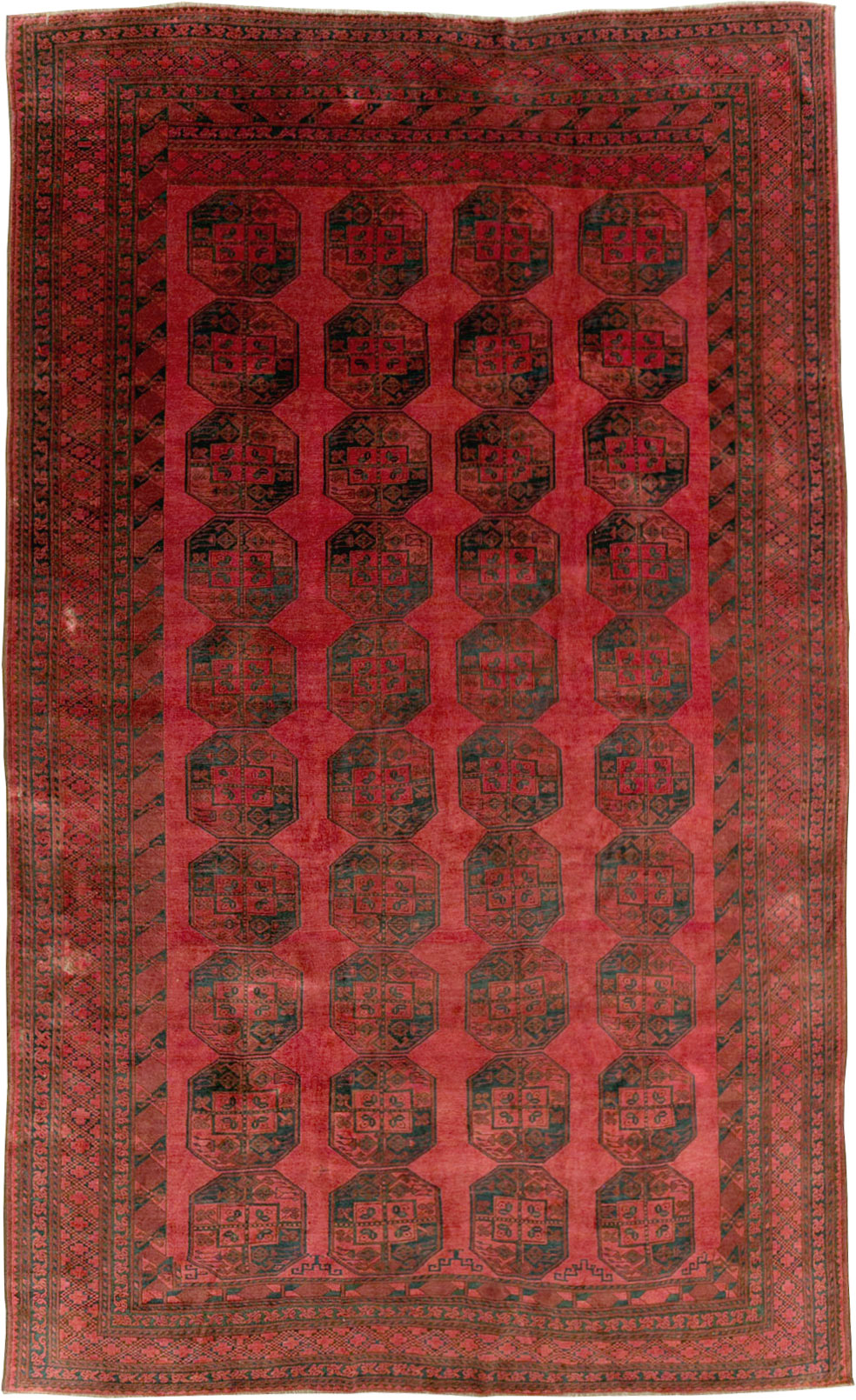 Vintage Central Asian Bokhara Large Room Size Carpet, No.28910 - Staging