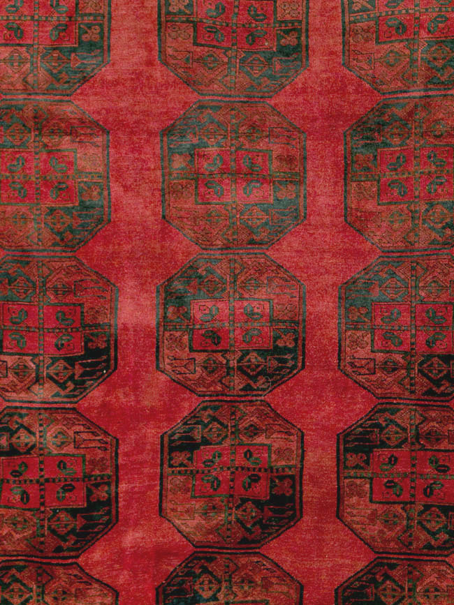 Vintage Central Asian Bokhara Large Room Size Carpet, No.28910 - Staging