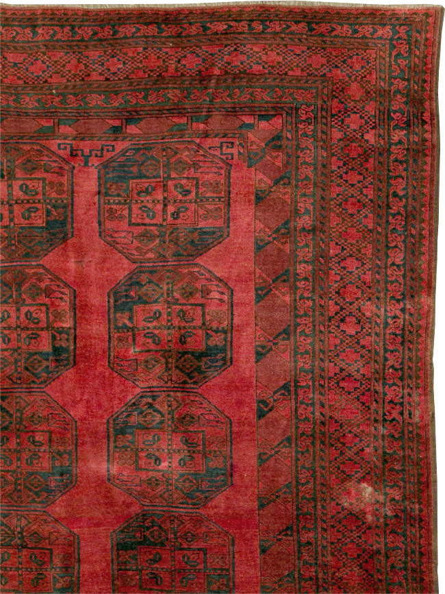 Vintage Central Asian Bokhara Large Room Size Carpet, No.28910 - Staging