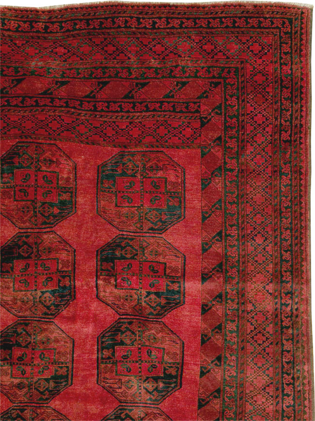 Vintage Central Asian Bokhara Large Room Size Carpet, No.28910 - Staging