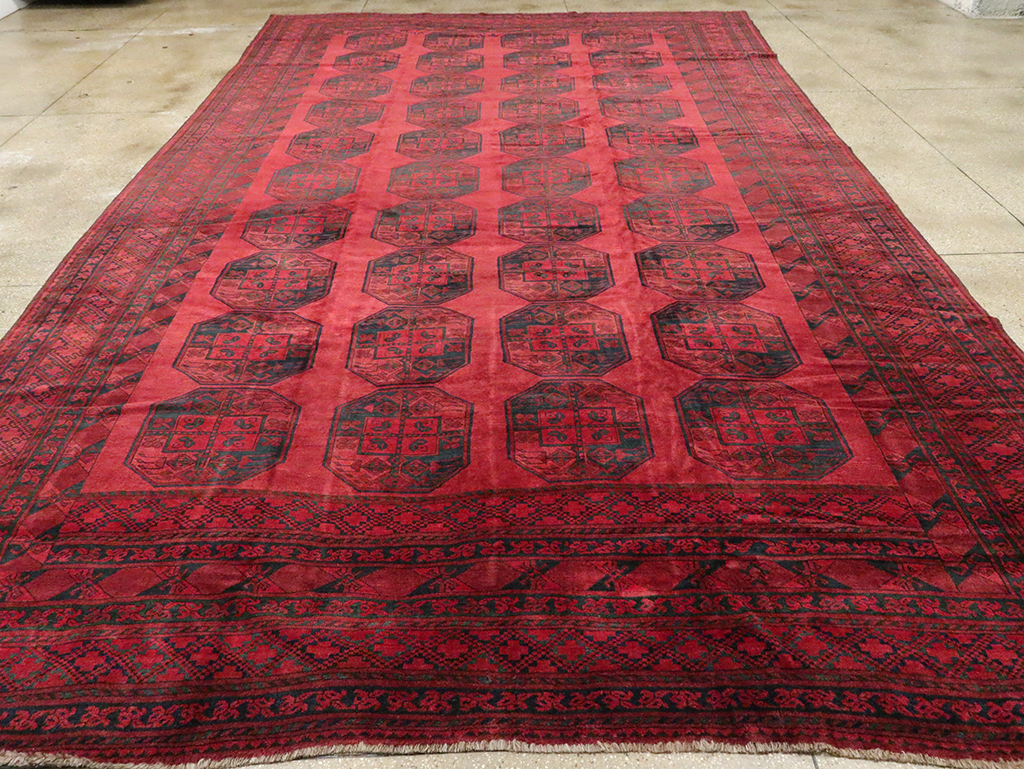 Vintage Central Asian Bokhara Large Room Size Carpet, No.28910 - Staging