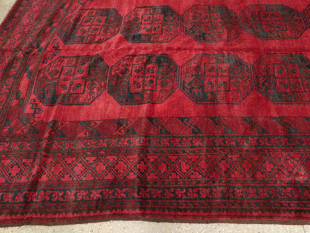 Vintage Central Asian Bokhara Large Room Size Carpet, No.28910 - Staging