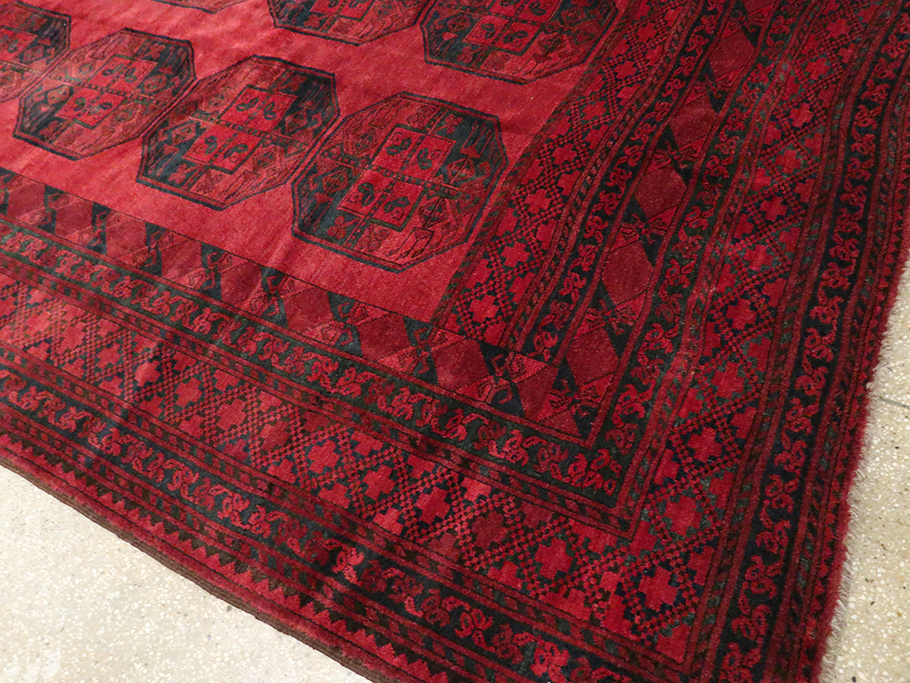 Vintage Central Asian Bokhara Large Room Size Carpet, No.28910 - Staging