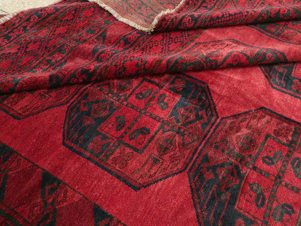 Vintage Central Asian Bokhara Large Room Size Carpet, No.28910 - Staging