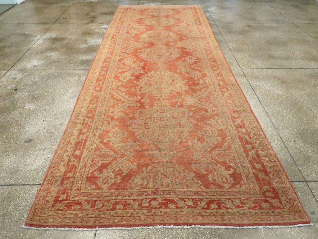 Vintage Turkish Oushak Wide Gallery Runner, No.28911 - Staging