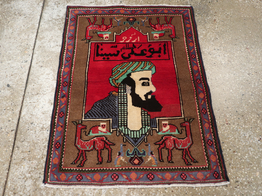 Vintage Persian Mahal Pictorial Rug, No.28916 - Staging