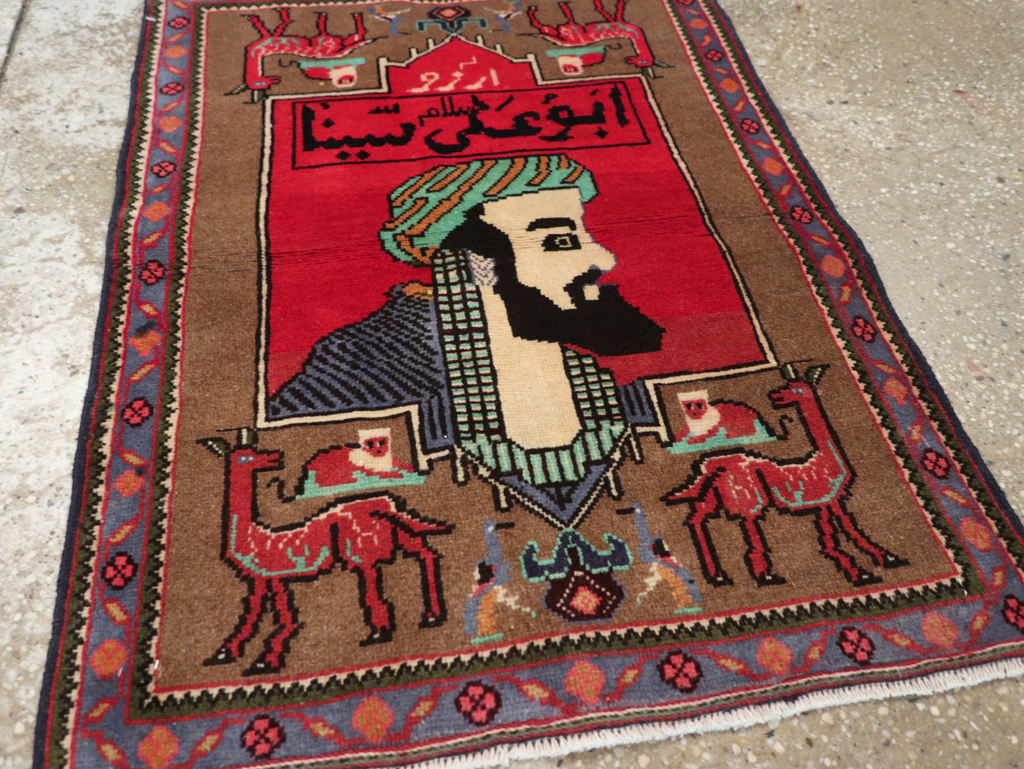 Vintage Persian Mahal Pictorial Rug, No.28916 - Staging