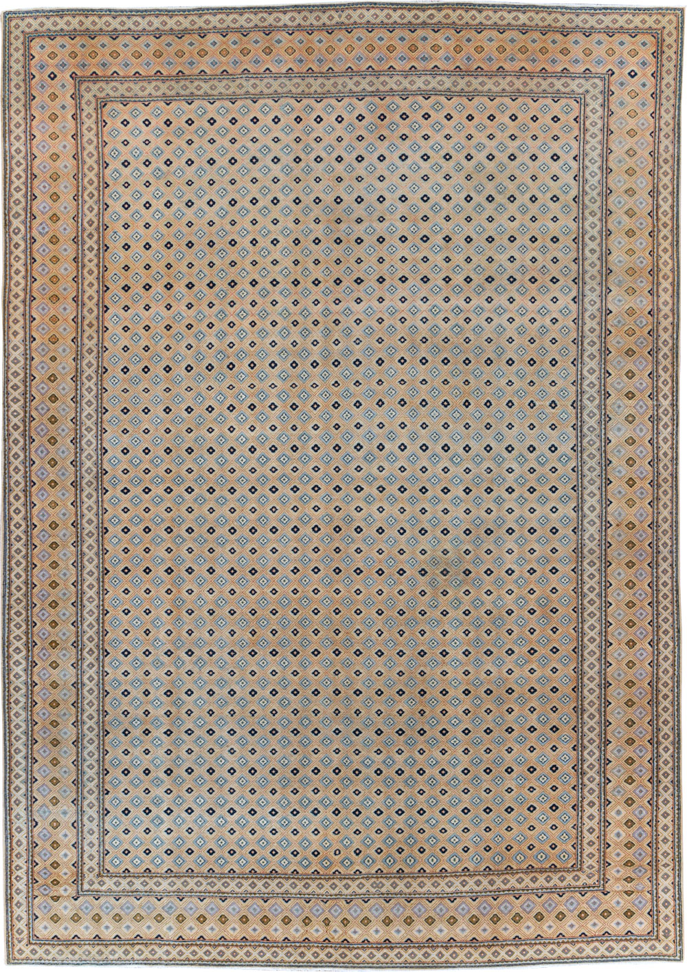 Vintage Persian Kashan Room Size Carpet, No.28918 - Staging