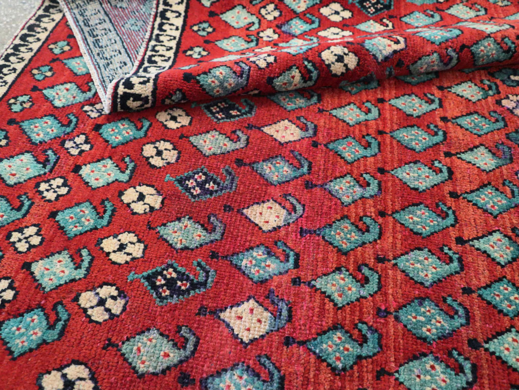 Vintage Persian Hamadan Pictorial Accent Carpet, No.28930 - Staging