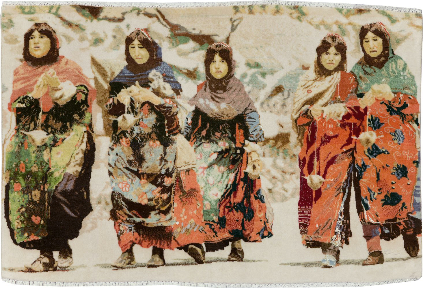 Vintage Persian Pictorial Tabriz Rug, No.28933 - Staging