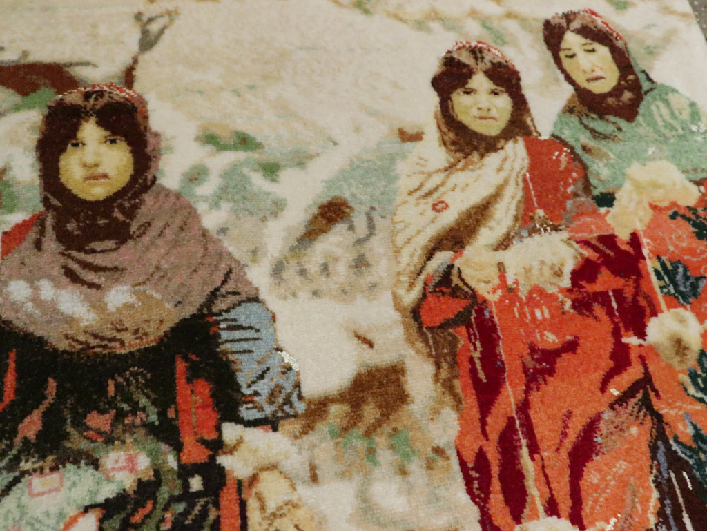 Vintage Persian Pictorial Tabriz Rug, No.28933 - Staging