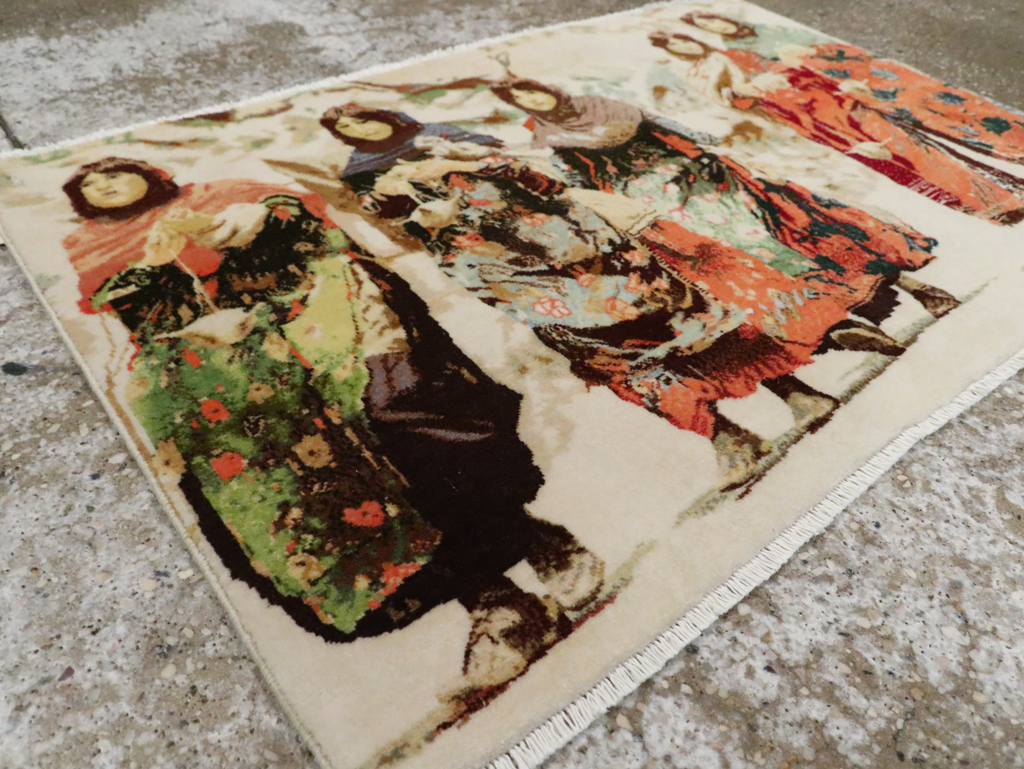 Vintage Persian Pictorial Tabriz Rug, No.28933 - Staging