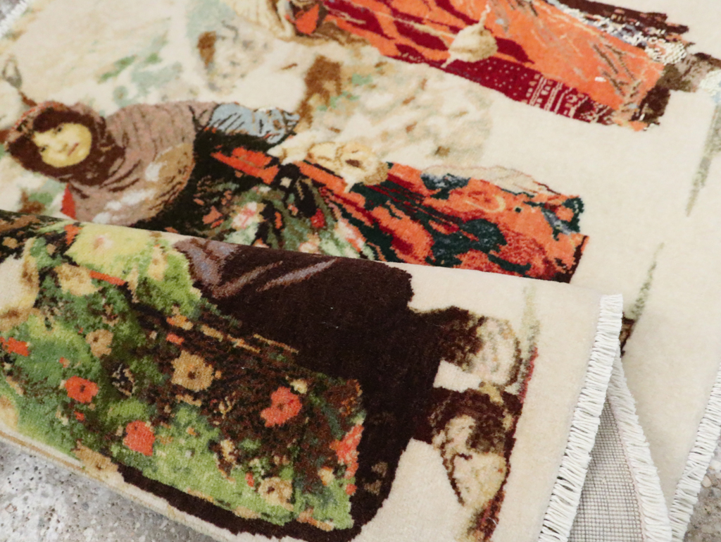 Vintage Persian Pictorial Tabriz Rug, No.28933 - Staging