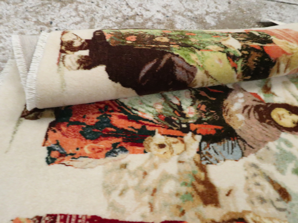 Vintage Persian Pictorial Tabriz Rug, No.28933 - Staging