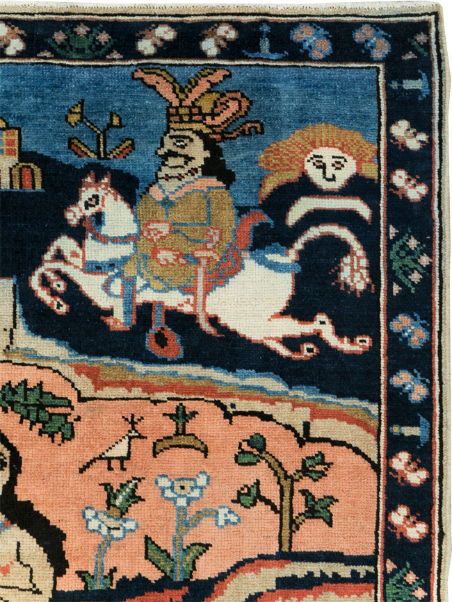 Vintage Pictorial Tabriz Rug, No.28934 - Staging