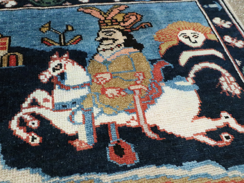 Vintage Pictorial Tabriz Rug, No.28934 - Staging