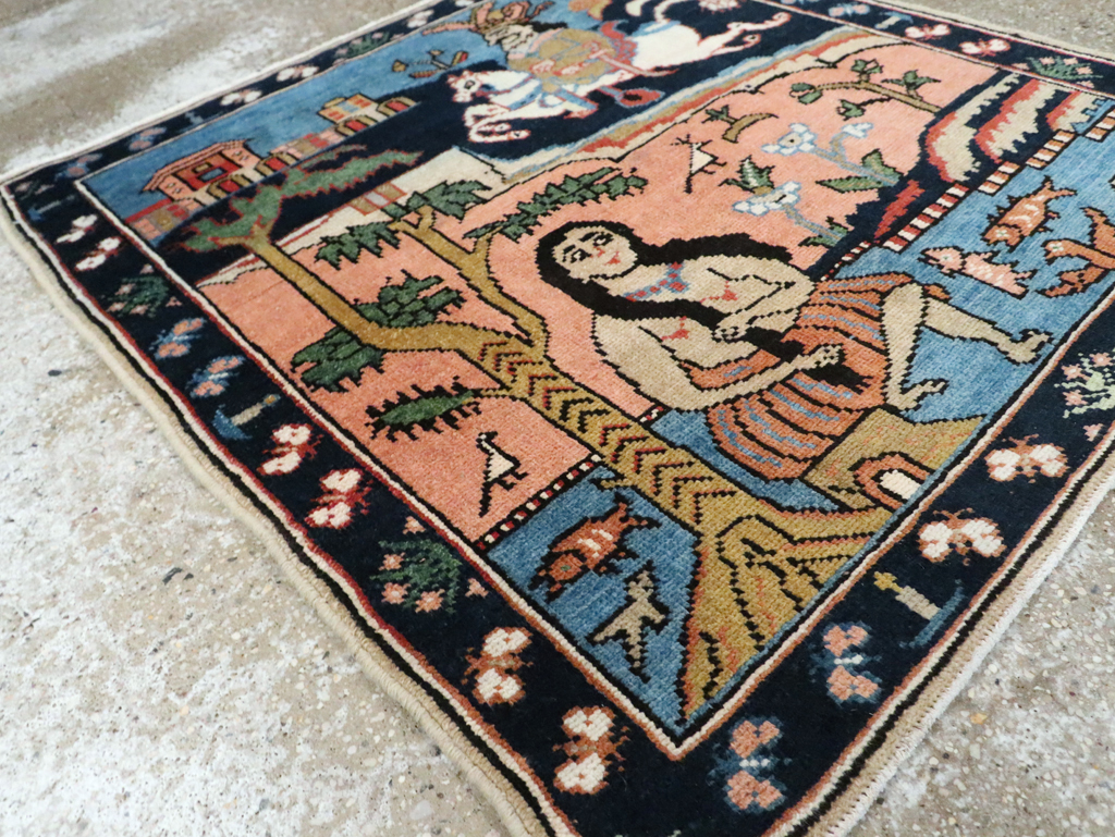 Vintage Pictorial Tabriz Rug, No.28934 - Staging