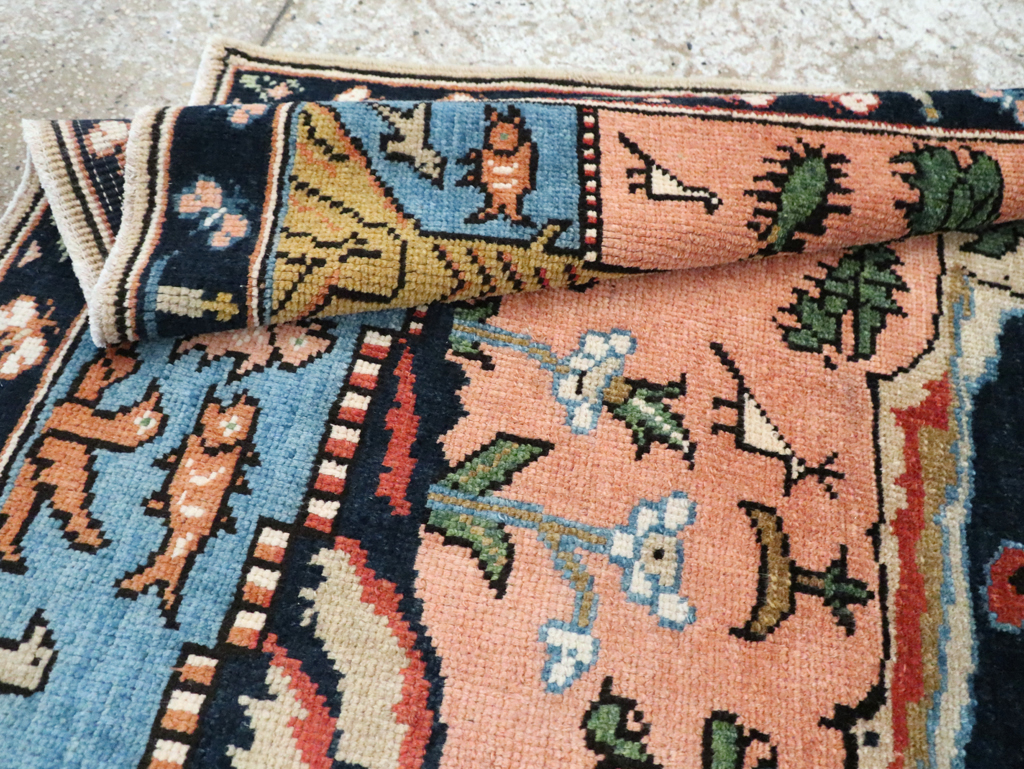 Vintage Pictorial Tabriz Rug, No.28934 - Staging