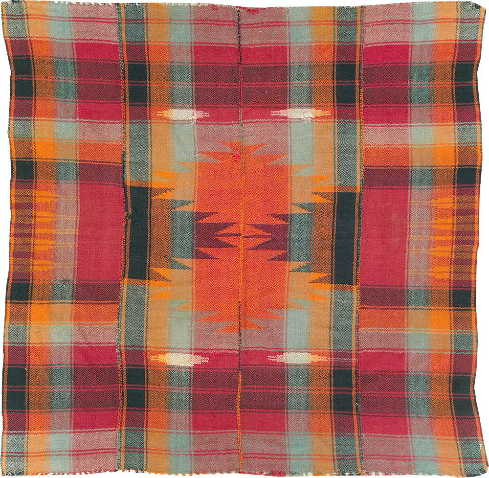 Vintage Persian Square Textile Flatweave, No.28960 - Staging