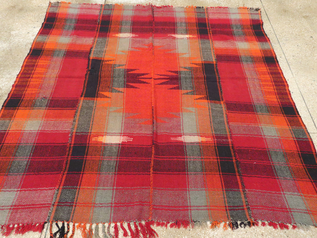 Vintage Persian Square Textile Flatweave, No.28960 - Staging