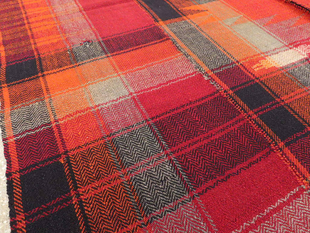 Vintage Persian Square Textile Flatweave, No.28960 - Staging