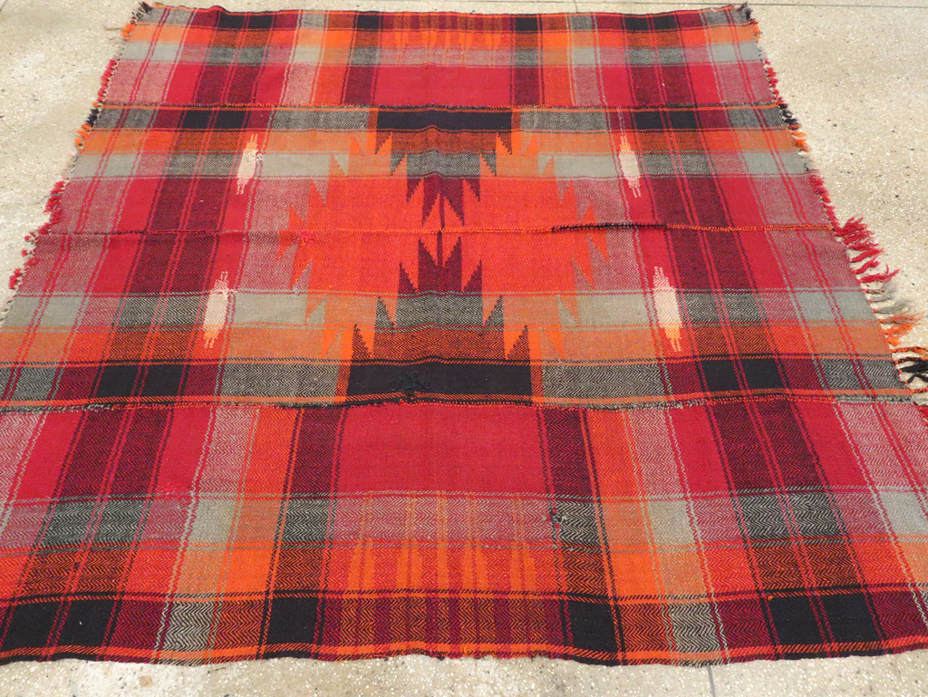 Vintage Persian Square Textile Flatweave, No.28960 - Staging