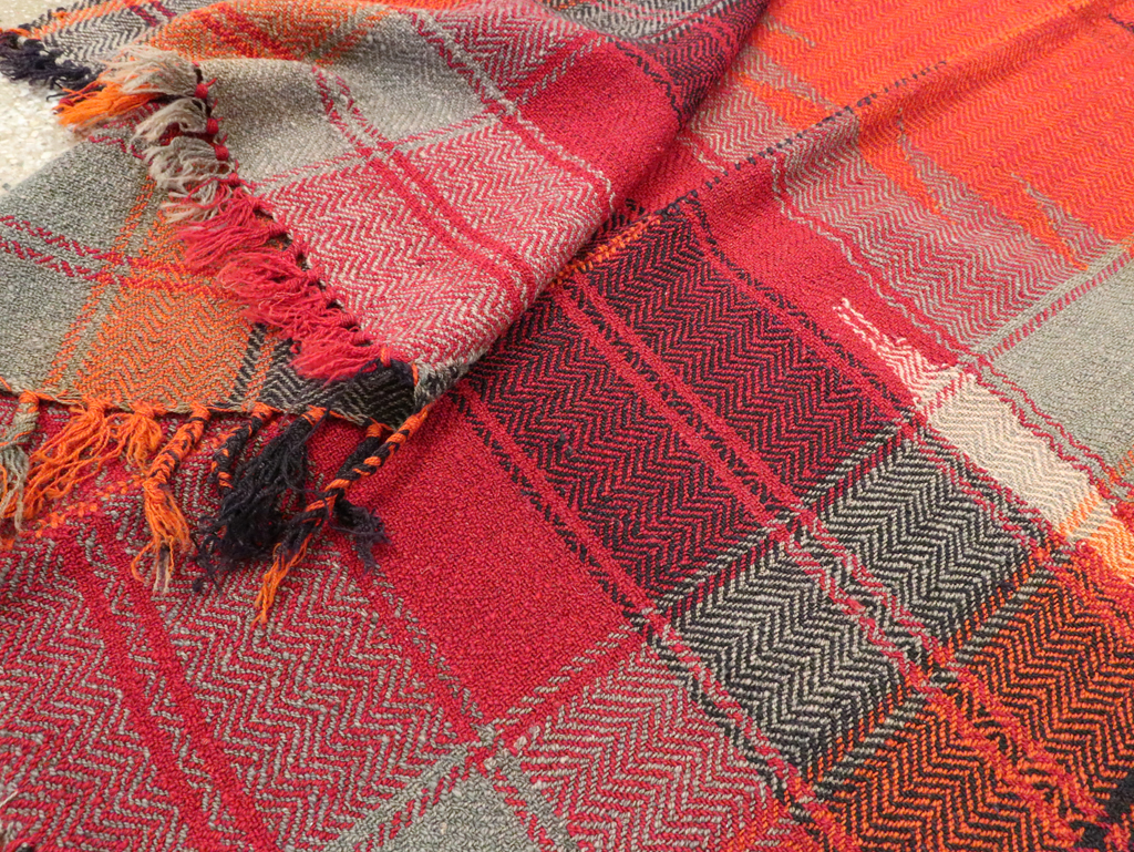 Vintage Persian Square Textile Flatweave, No.28960 - Staging