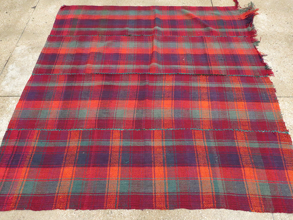 Vintage Persian Plaid Textile, No.28961 - Staging