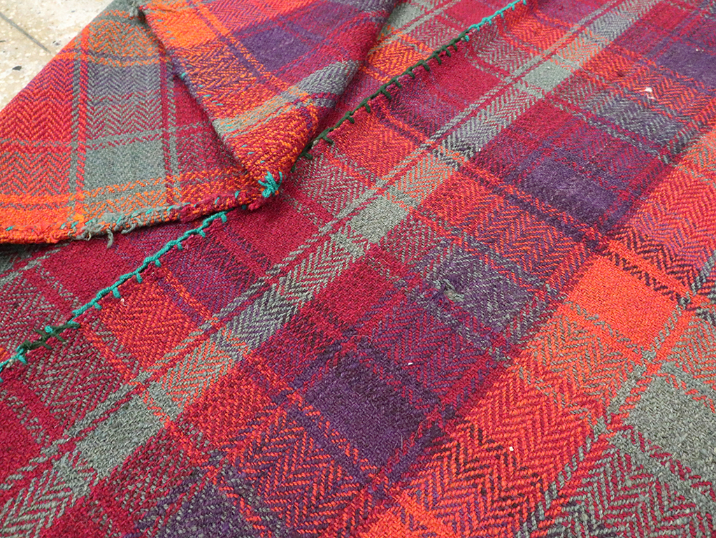 Vintage Persian Plaid Textile, No.28961 - Staging