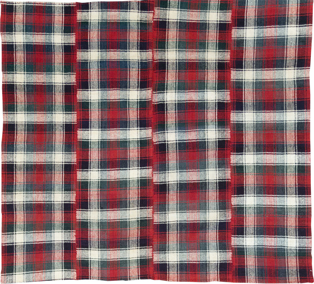 Vintage Persian Square Plaid Textile, No.28966 - Staging