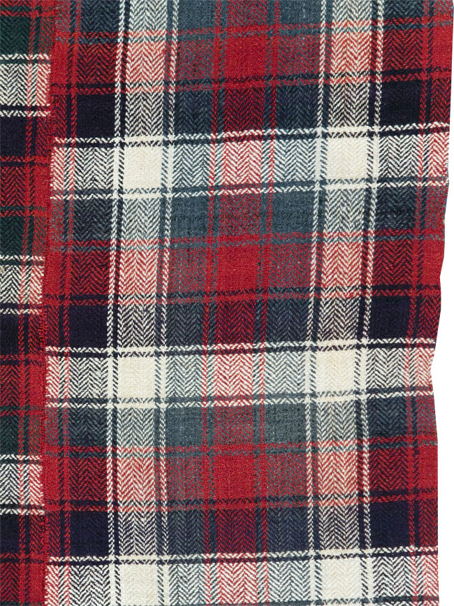Vintage Persian Square Plaid Textile, No.28966 - Staging