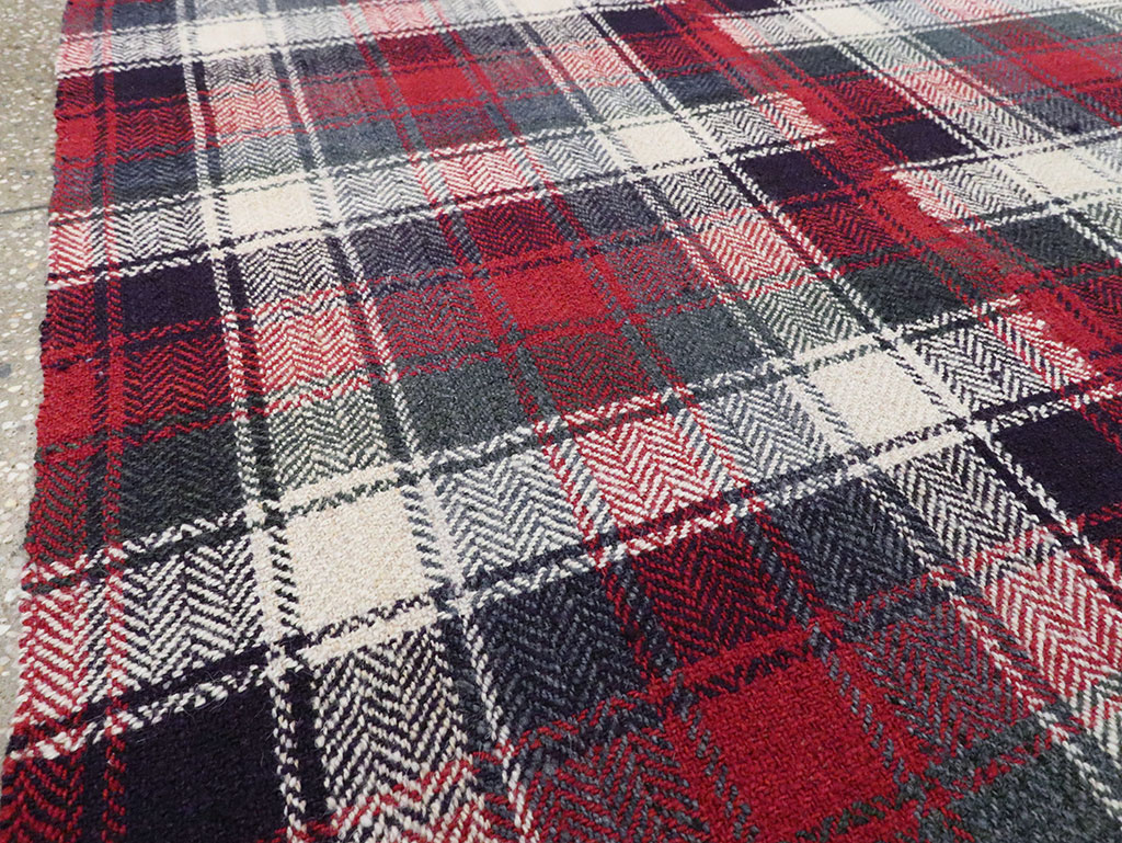 Vintage Persian Square Plaid Textile, No.28966 - Staging