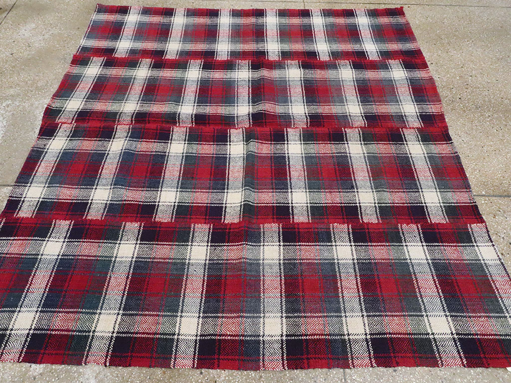 Vintage Persian Square Plaid Textile, No.28966 - Staging