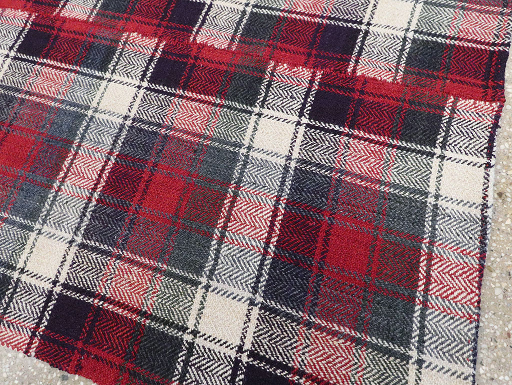 Vintage Persian Square Plaid Textile, No.28966 - Staging