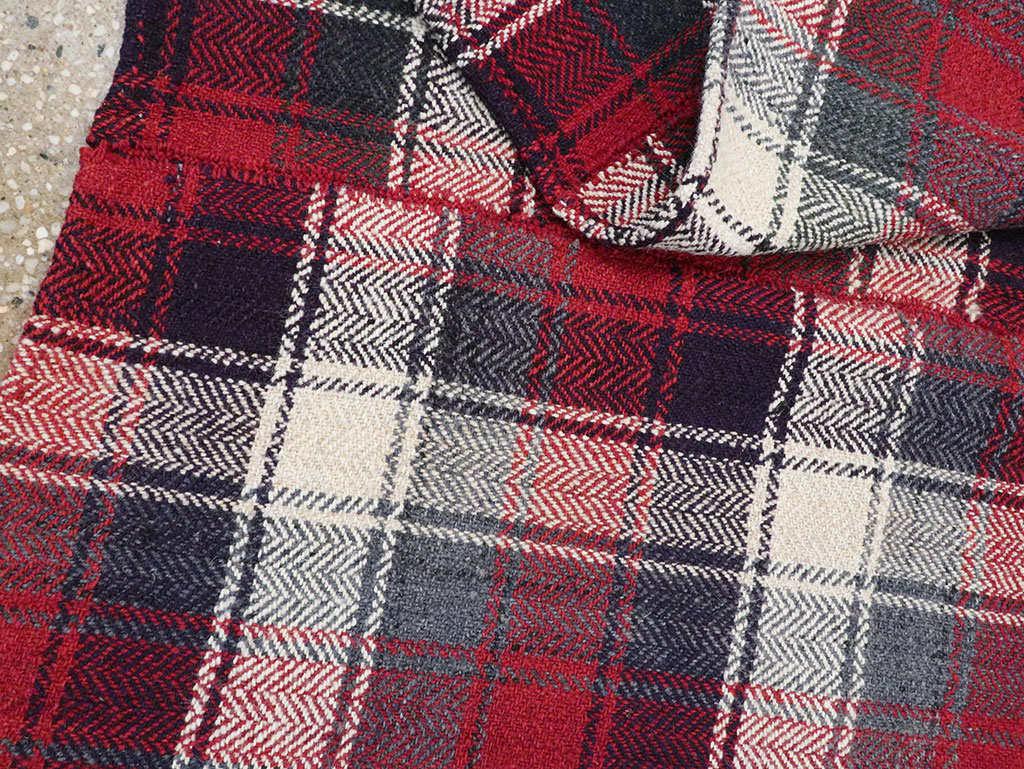 Vintage Persian Square Plaid Textile, No.28966 - Staging