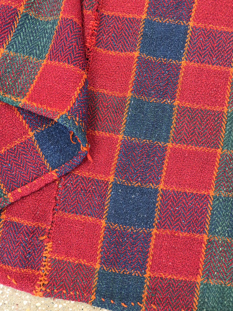 Vintage Persian Plaid Textile, No.28973 - Staging