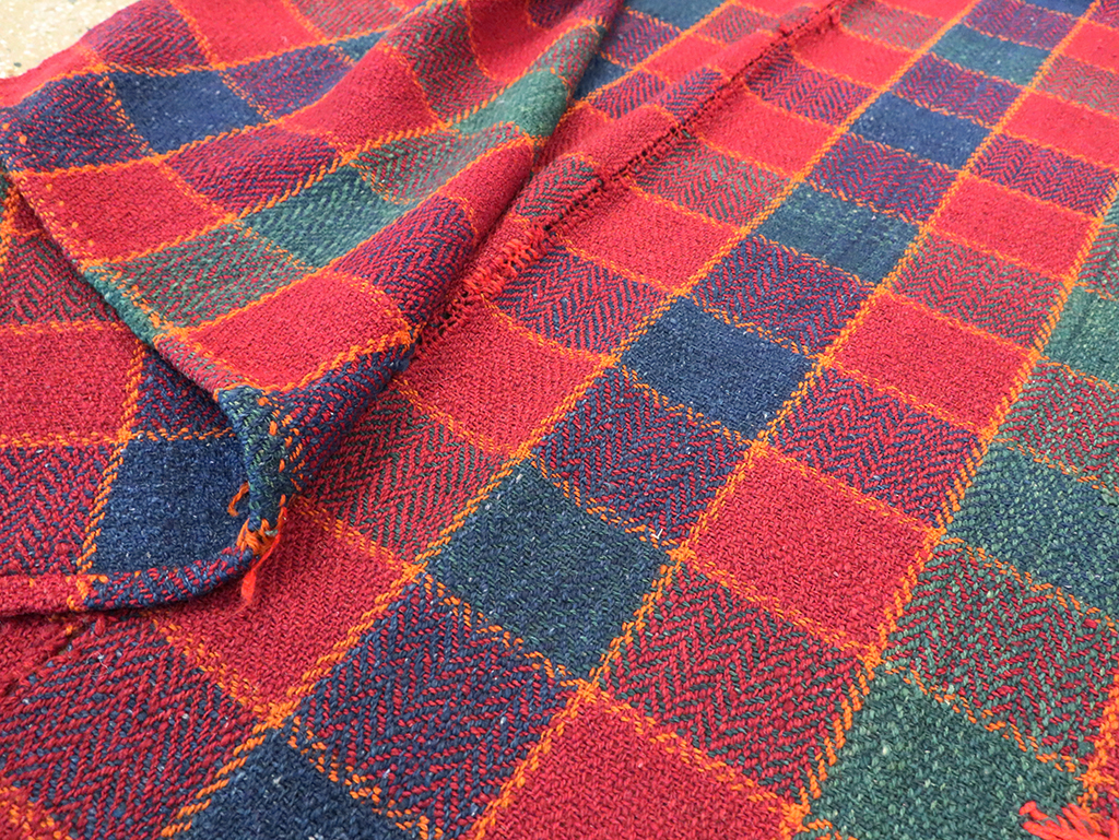 Vintage Persian Plaid Textile, No.28973 - Staging