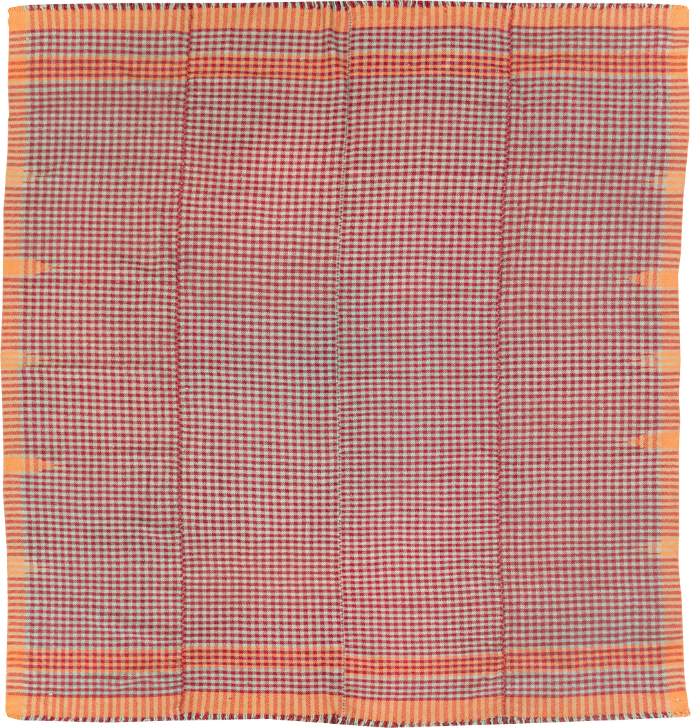 Vintage Persian Square Textile Flatweave, No.28985 - Staging