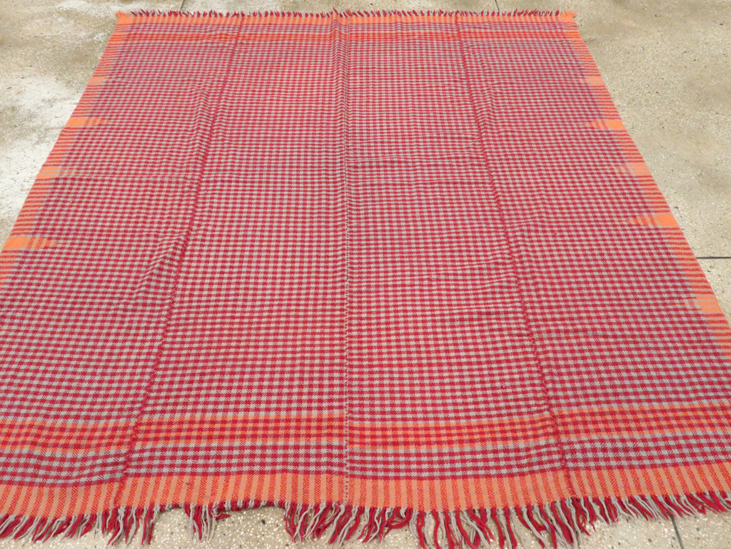 Vintage Persian Square Textile Flatweave, No.28985 - Staging