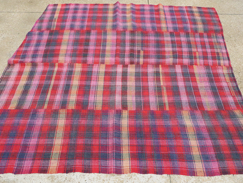 Vintage Persian Plaid Textile, No.28986 - Staging