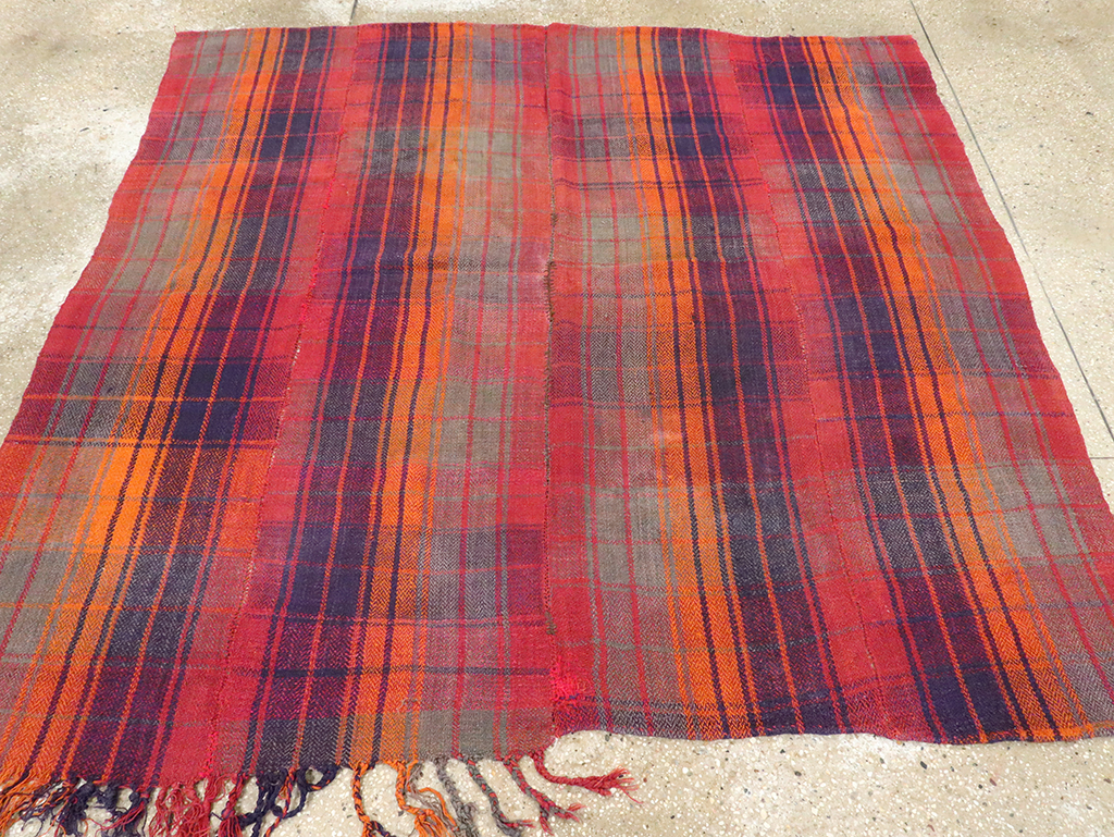 Vintage Persian Plaid Textile, No.29021 - Staging