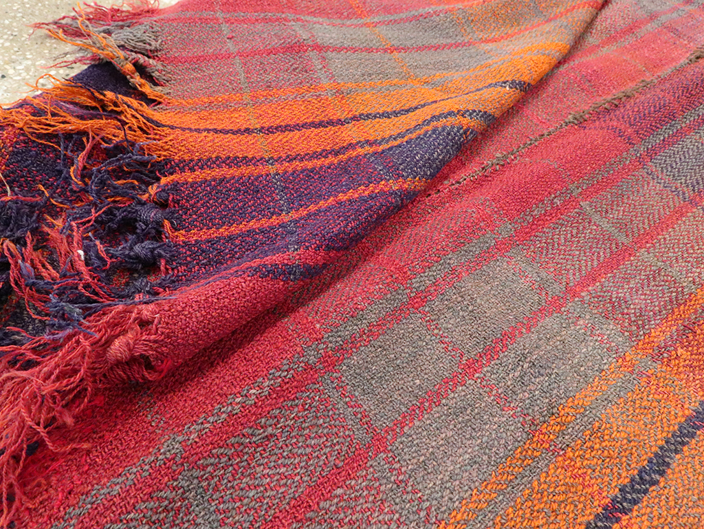 Vintage Persian Plaid Textile, No.29021 - Staging