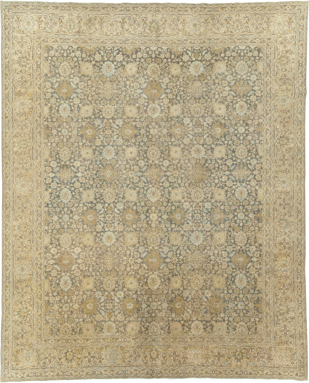 Antique Persian Tabriz Room Size Carpet, No.29053 - Staging