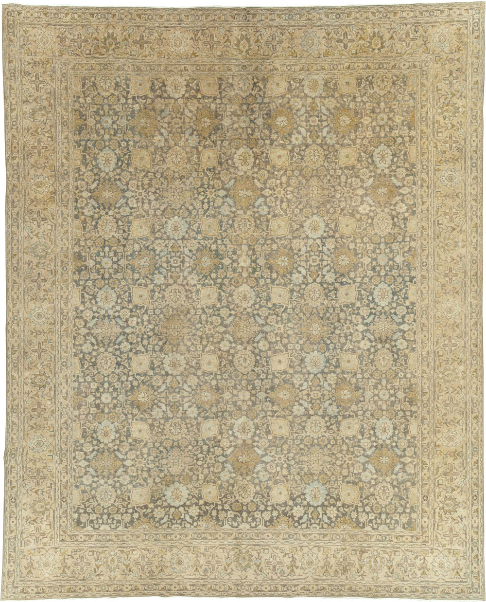Antique Persian Tabriz Room Size Carpet, No.29053 - Staging