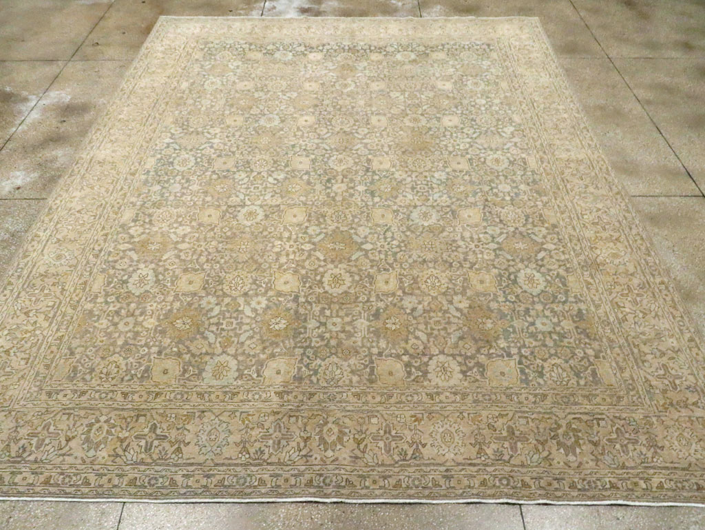 Antique Persian Tabriz Room Size Carpet, No.29053 - Staging